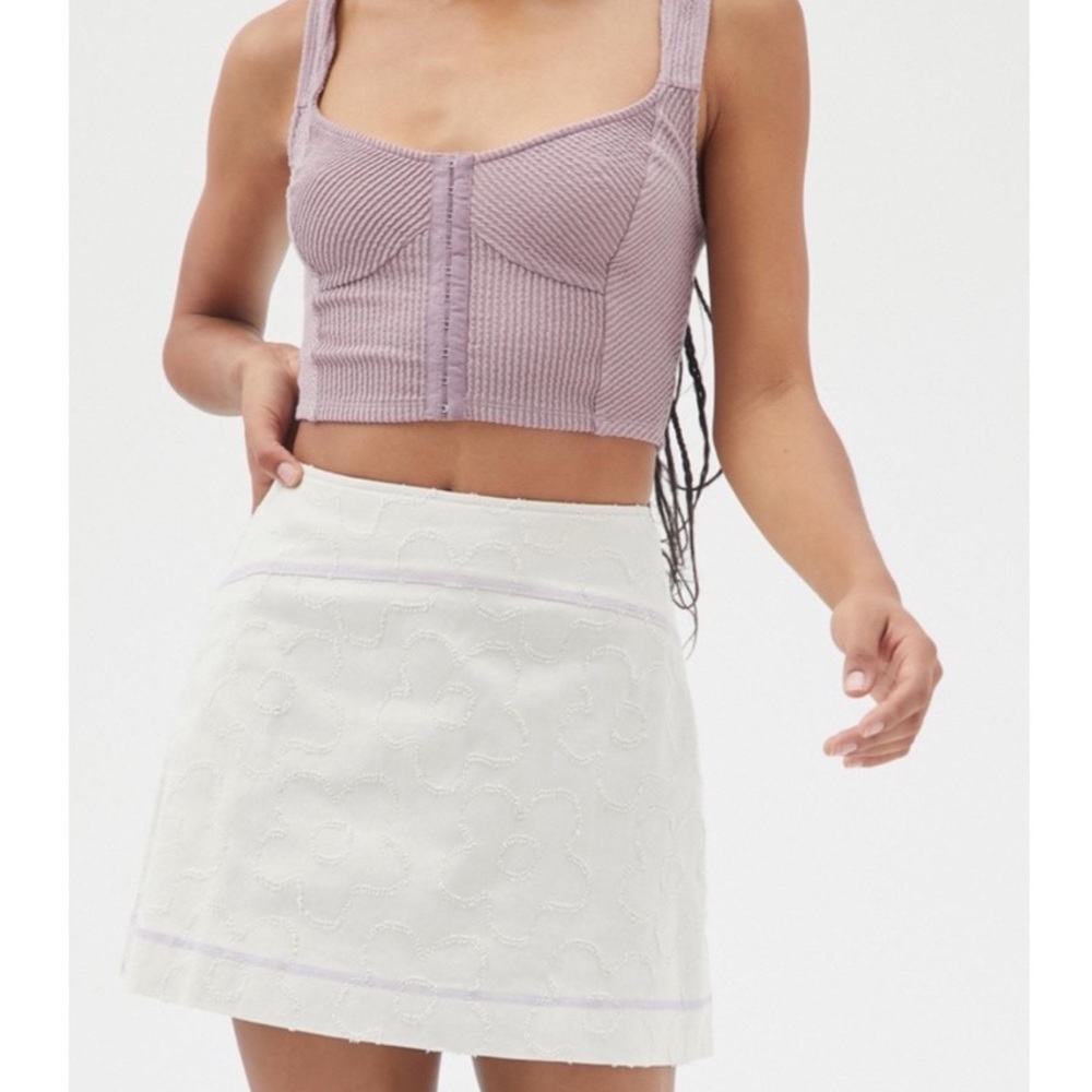 UO Sunny Distressed Denim Mini Skirt